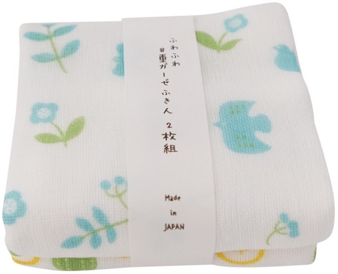HARADA ORIMONO 原田織物 純棉8層紗布抹布 日本製 28 x 28 cm 2條, 藍花, 1組