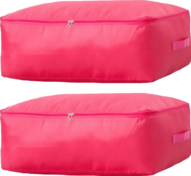 防潮牛津布素色衣物棉被收納袋, 玫紅色, 2個