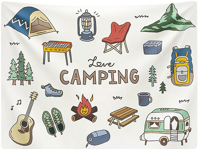 Wild Peak 野峰 露營美學 風格掛布, Q款 白色, 1件