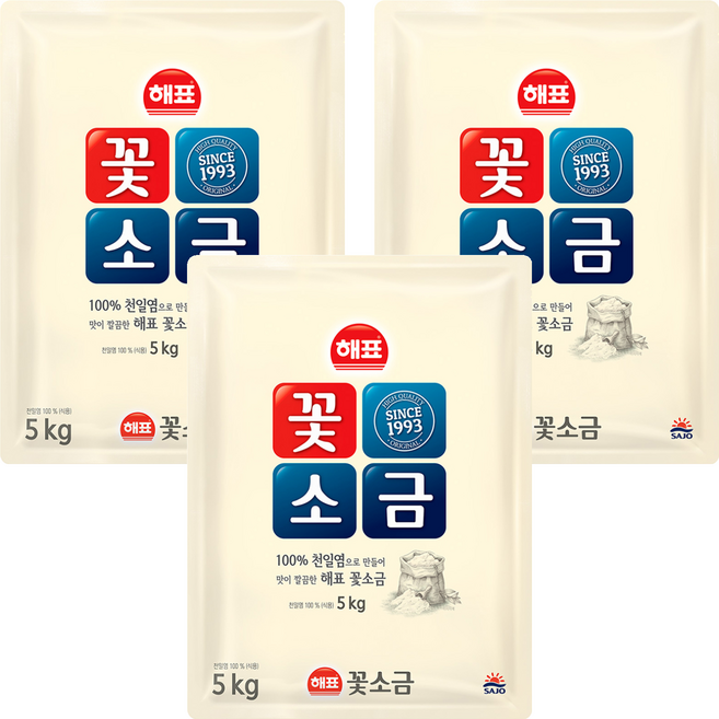 해표 꽃소금, 5kg, 3개