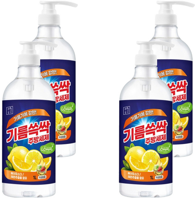 생활공식 기름쓱싹 주방세제, 1L, 4개