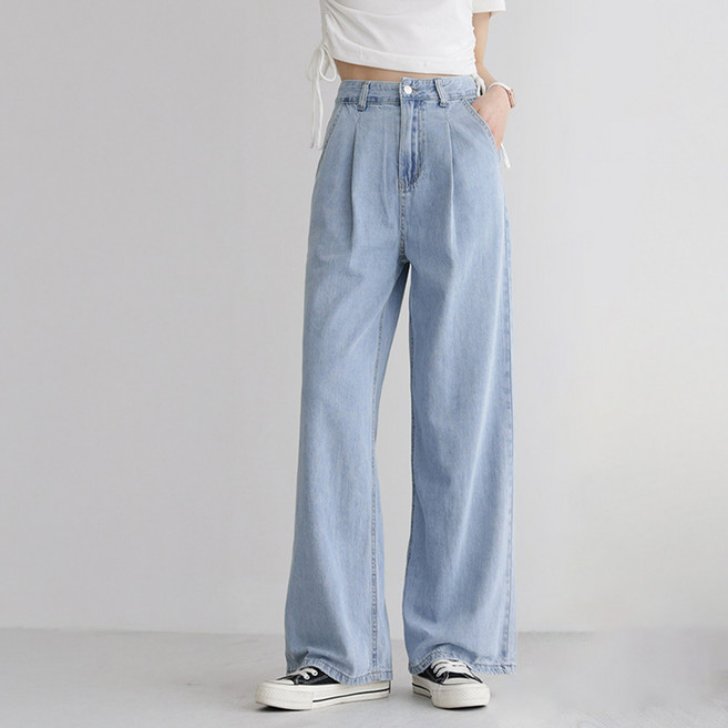 앤드스타일 여성용 롱/기본/숏 기장 썸쿨진 1탄 핀턱 와이드 쿨코튼 데님 팬츠 264417