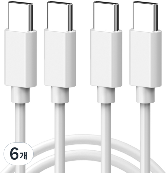 서가 초고속 충전케이블 C to C PD 25W, 1m, 화이트, 6개