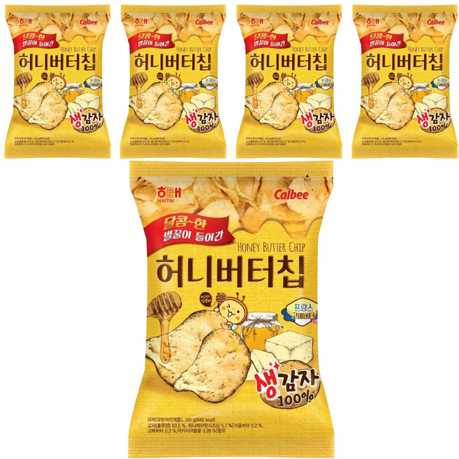 해태 허니버터칩, 120g, 5개