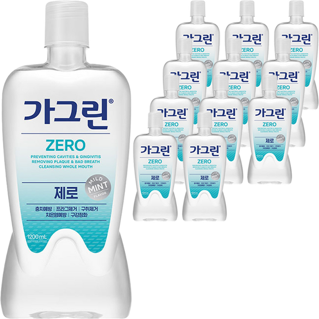가그린 제로 구강청결제, 1.1L, 12개
