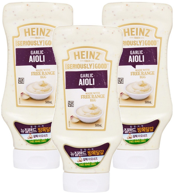 하인즈 굿 갈릭 아이올리 마요네즈, 500ml, 3개