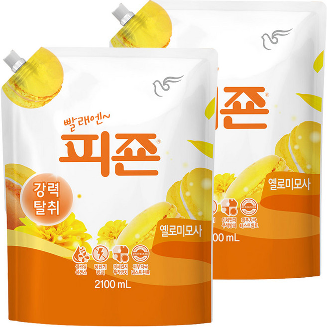 피죤 레귤러 섬유유연제 옐로미모사 리필, 2.1L, 1개입, 2개