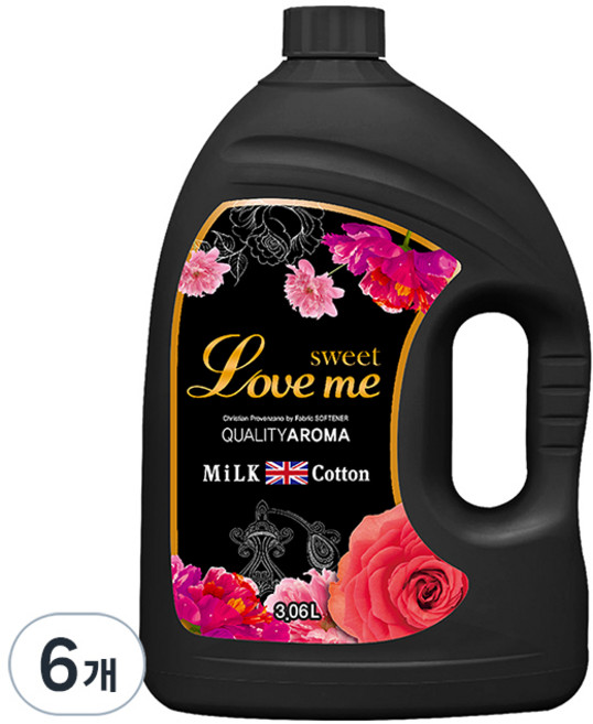 MiLKCotton 퍼퓸 섬유유연제 스윗 러브미, 3.06L, 6개