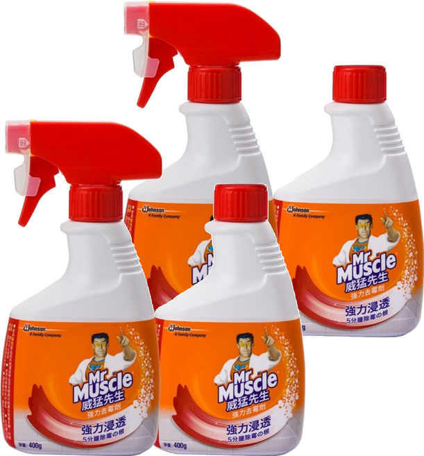 Mr Muscle 威猛先生 強力去霉劑 噴槍瓶 + 補充瓶 有效除霉殺菌99.9% 長效防霉30天 日本製造, 800g, 2組