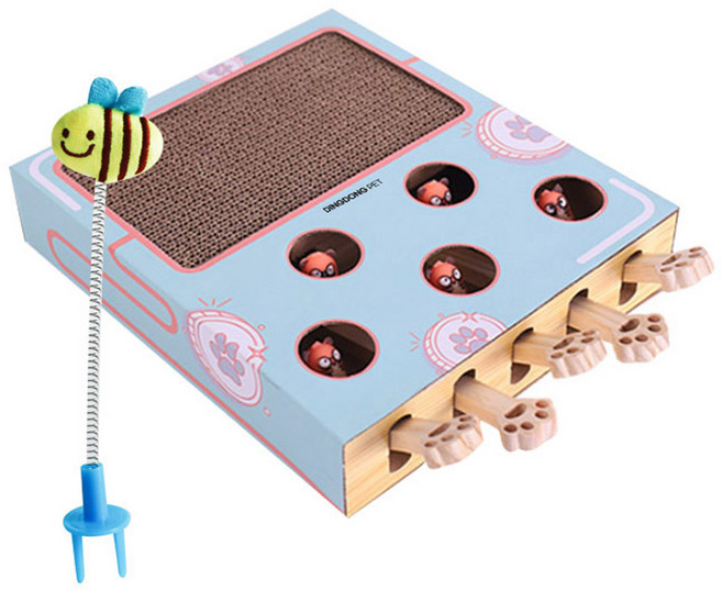 딩동펫 고양이 스크래쳐 두더지잡기 장난감 평판형 스크래쳐, 1개, 혼합색상