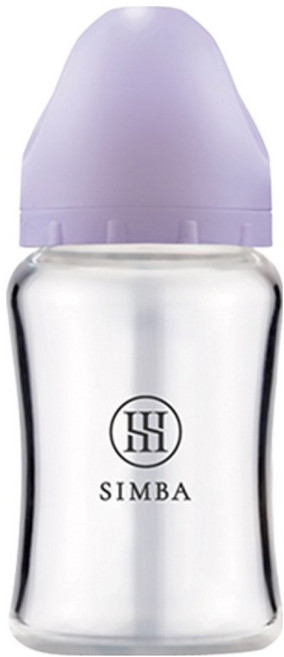 Simba 小獅王辛巴 蘊蜜質金玻璃寬口防脹氣奶瓶 新生專用, 紫芙, 180ml, 1個