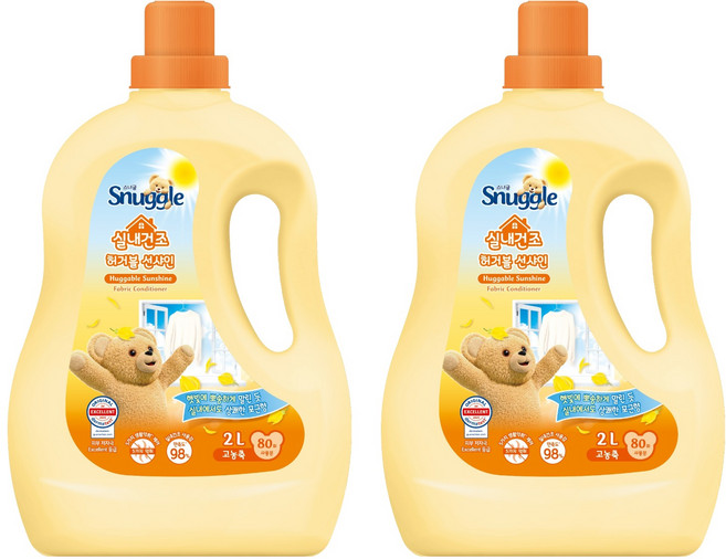 스너글 실내건조 섬유유연제 허거블 선샤인 본품, 2L, 2개