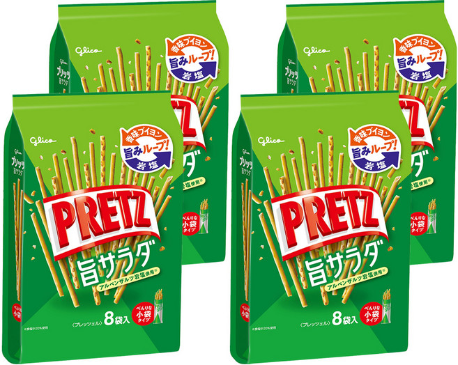 glico 格力高 PRETZ 百力滋 沙拉脆棒 8包, 117.6g, 4袋
