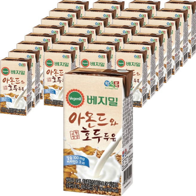 베지밀 아몬드와 호두두유, 190ml, 48개