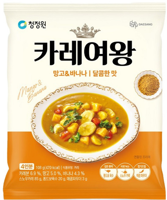 카레여왕 망고 앤 바나나 달콤한맛, 108g, 1개