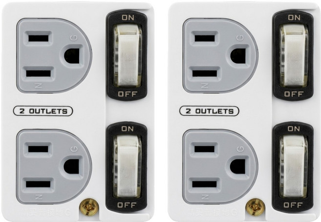 Kinyo 節電2開2插分接器 3孔 MR-5365, 白色, 2個, 55mm