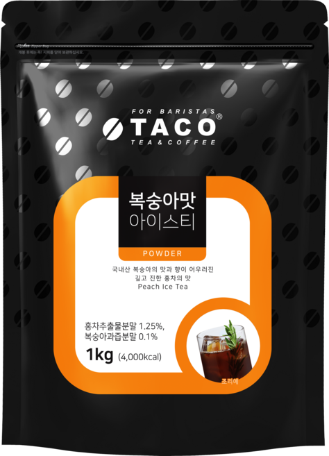타코 복숭아맛 아이스티 분말, 1kg, 1개입, 1개