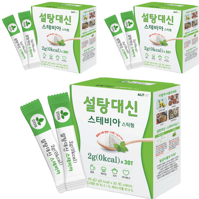 설탕대신 스테비아 스틱형, 60g, 3개