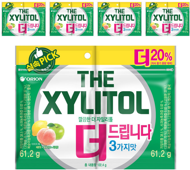 오리온 깔끔한 더 자일리톨, 61.2g, 10개