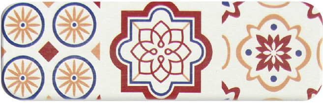 TROMSO 珪藻土長方形吸水杯墊 花磚 E, 花磚 白色 + 紅色 + 米色 + 藍色, 1個