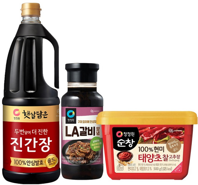 햇살담은 두번 달여 더 진한 진간장 골드 1.7L + 찰고추장 500g + LA갈비양념 500g, 1세트