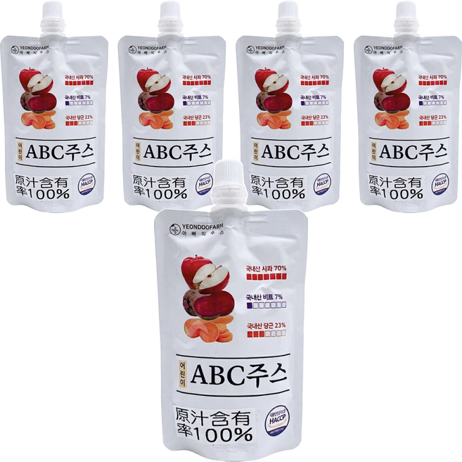 YEONDOOFARM 兒童ABC綜合蔬果汁, 100ml, 5包