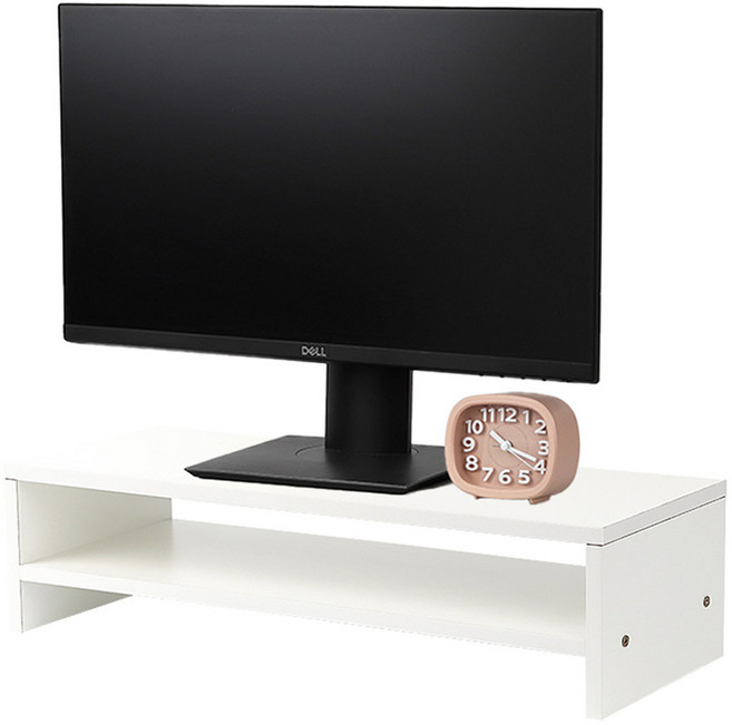씨앤초이스 싱글 원목 모니터 받침대 2단, 화이트