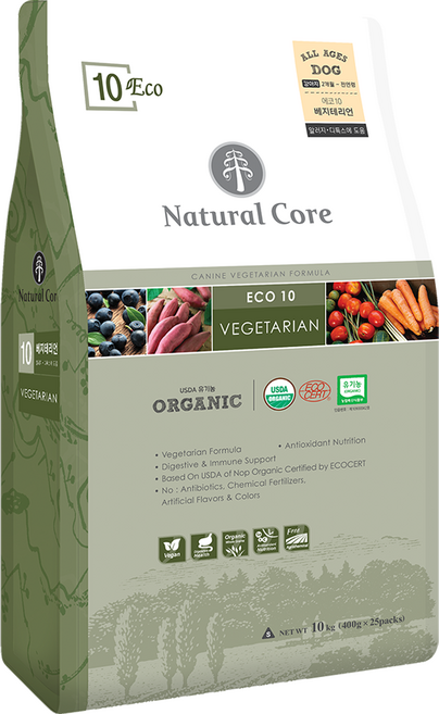네츄럴코어 전연령 강아지 에코10 건식사료, 채소, 10kg, 1개
