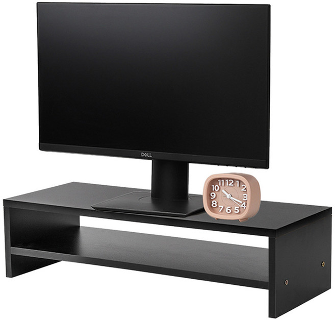 씨앤초이스 싱글 원목 모니터 받침대 2단, 블랙