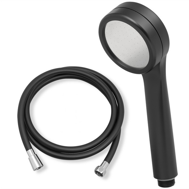 제일바스 물때방지 pvc 샤워호스 1.5m + 샤워기 헤드, 1세트, 블랙