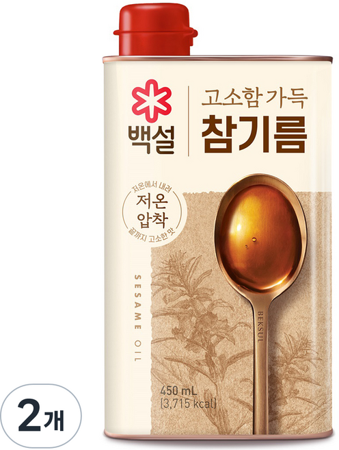 백설 고소함 가득 참기름, 450ml, 2개