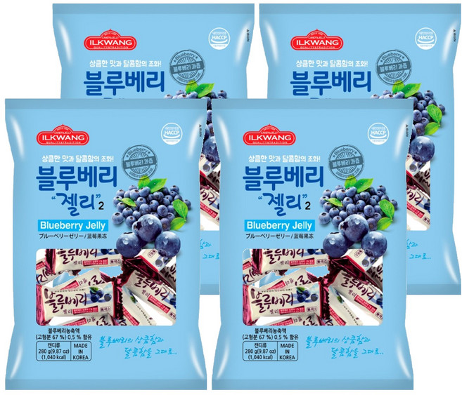 일광제과 블루베리 젤리2 20개입, 280g, 4개