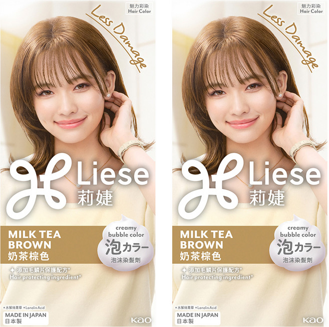 Liese 莉婕 泡沫染髮劑, 奶茶棕色, 2個