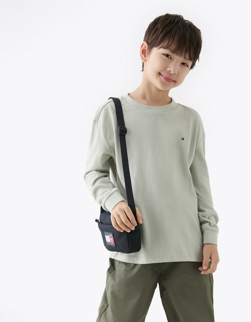 타미힐피거 아동용 에센셜 롱 슬리브 면 티셔츠