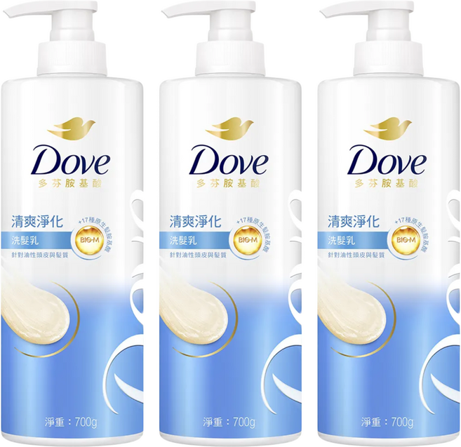 Dove 多芬 清爽淨化洗髮乳, 700g, 3瓶