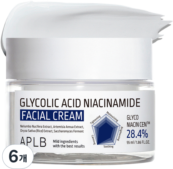 APLB 글리콜산 나이아신아마이드 페이셜 크림, 55ml, 6개