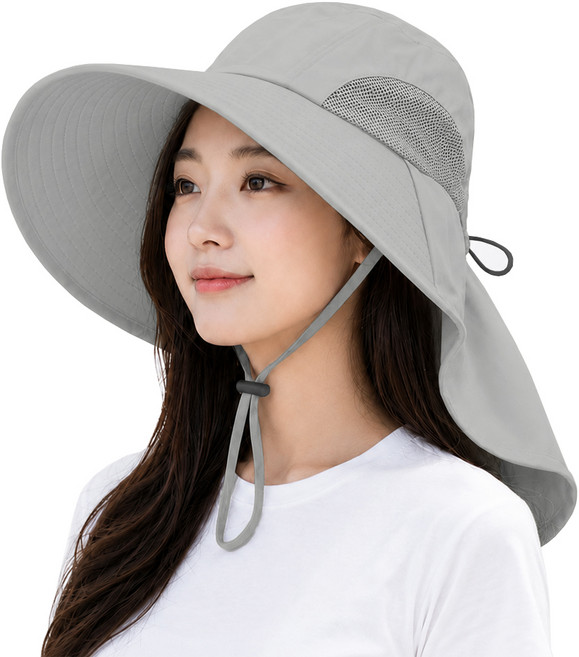대한 uv 자외선차단 등산 골프 산책 낚시 햇빛가리개 플랩 챙모자, 그레이, 1개