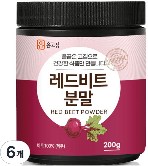 윤고집 레드비트 분말, 200g, 6개
