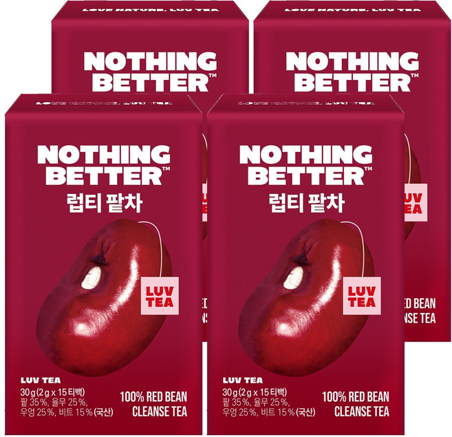럽티 팥차 티백, 2g, 15개입, 4개