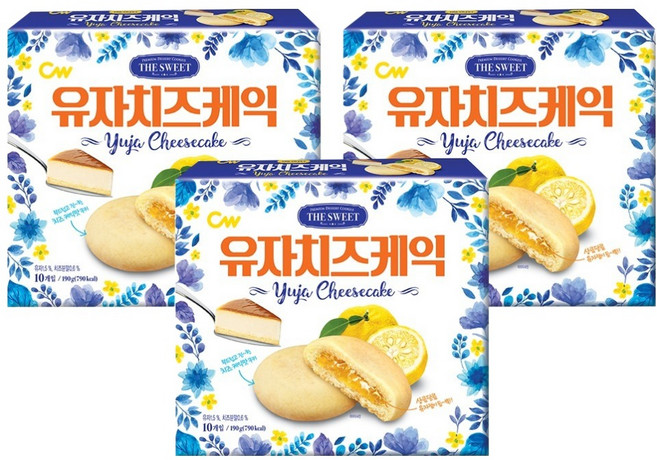 청우식품 유자 치즈케익, 190g, 3개