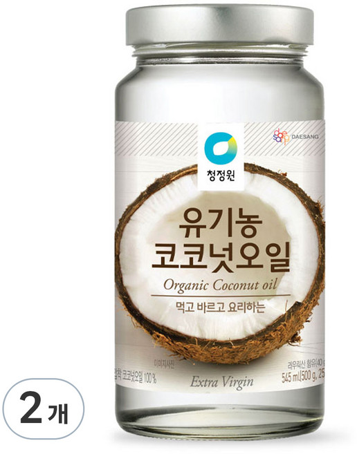 청정원 유기농 코코넛오일, 545ml, 500g, 2개