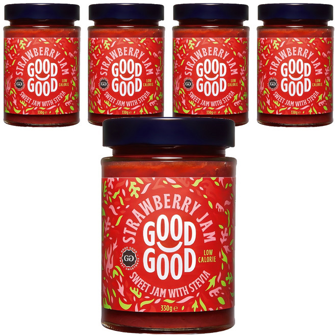 굿굿잼 저칼로리 스테비아 딸기잼, 330g, 5개