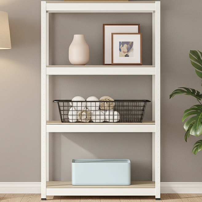 조인메이드 무볼트 철제 조립식 앵글 수납 선반, 화이트, 4단