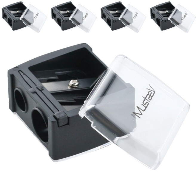 머스테브 듀얼 펜슬 샤프너 2홀 8mm 12mm, 블랙, 5개