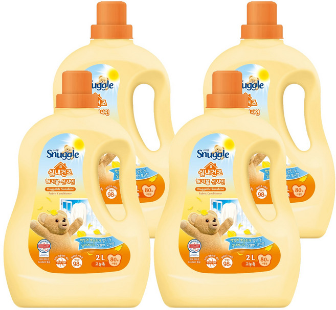 스너글 실내건조 섬유유연제 허거블 선샤인 본품, 2L, 4개