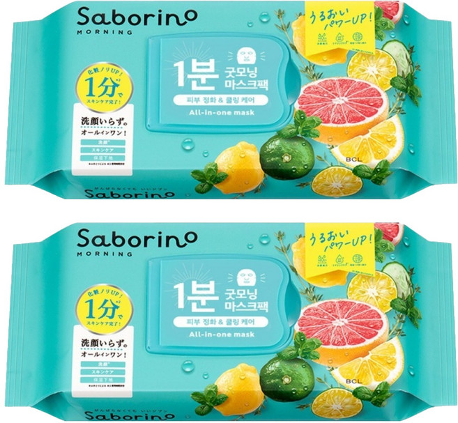 사보리노 모닝 페이셜 시트 마스크 민티 프레시, 2개
