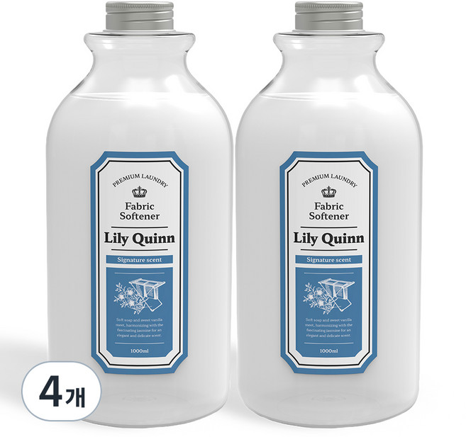 릴리퀸 프리미엄 섬유유연제 시그니처 본품, 1L, 4개