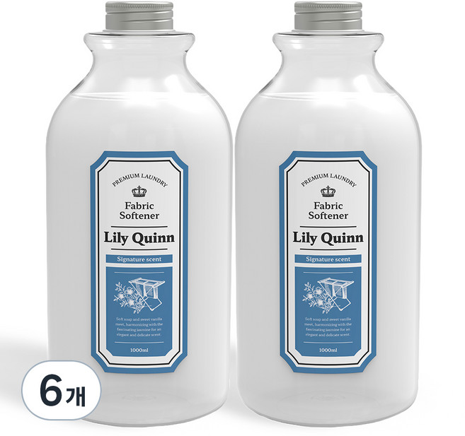 릴리퀸 프리미엄 섬유유연제 시그니처 본품, 1L, 6개