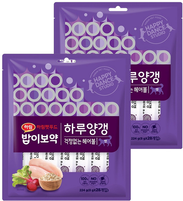 하림펫푸드밥이보약 캣 하루양갱, 걱정없는 헤어볼, 224g, 2개