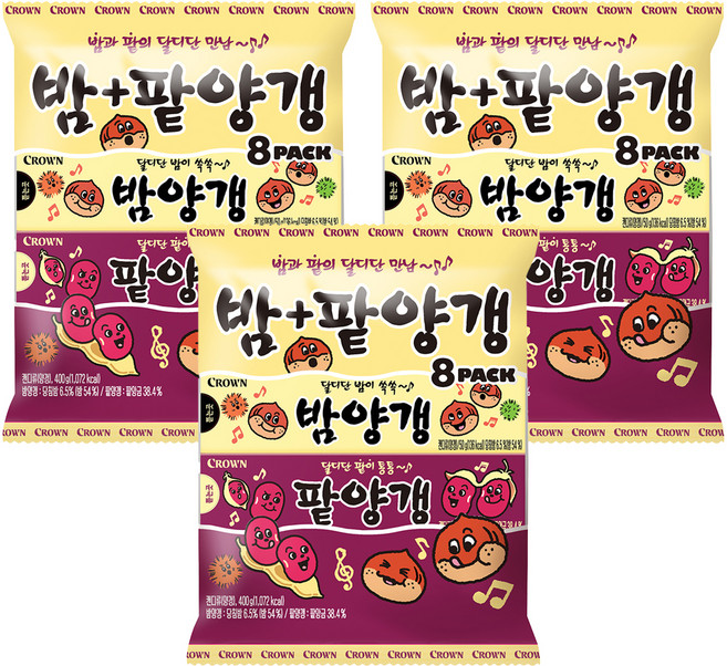 크라운 밤양갱 4p + 팥양갱 4p, 400g, 3세트